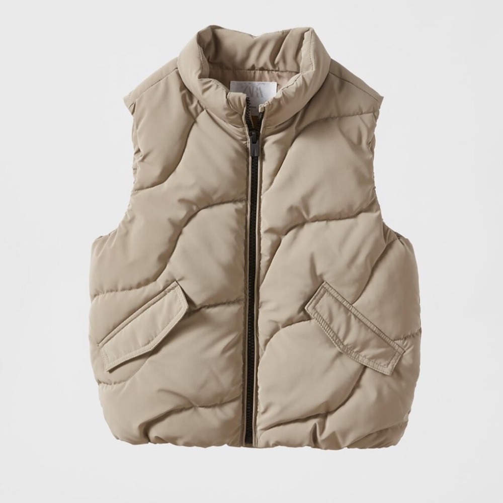 ZARA KID’S BEIGE QUILTED PUFFER VEST WORN 1X!